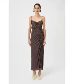 Camilla and Marc Emil Slip Midi Dress Brown Size AU 8