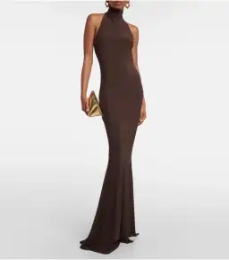 Norma Kamali Turtleneck Jersey Gown Chocolate Size AU 8 for rent on The Volte - image 2