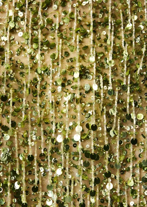 Asta Resort Yasmin Hand Beaded Mini Dress in Chartreuse Size Small / AU 8 for rent on The Volte - main image