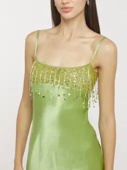 Asta Resort Yasmin Hand Beaded Mini Dress in Chartreuse Size Small / AU 8 for rent on The Volte - image 2