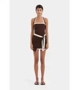 Sir The Label Jacques Mini Dress Chocolate Size 1 / AU 8