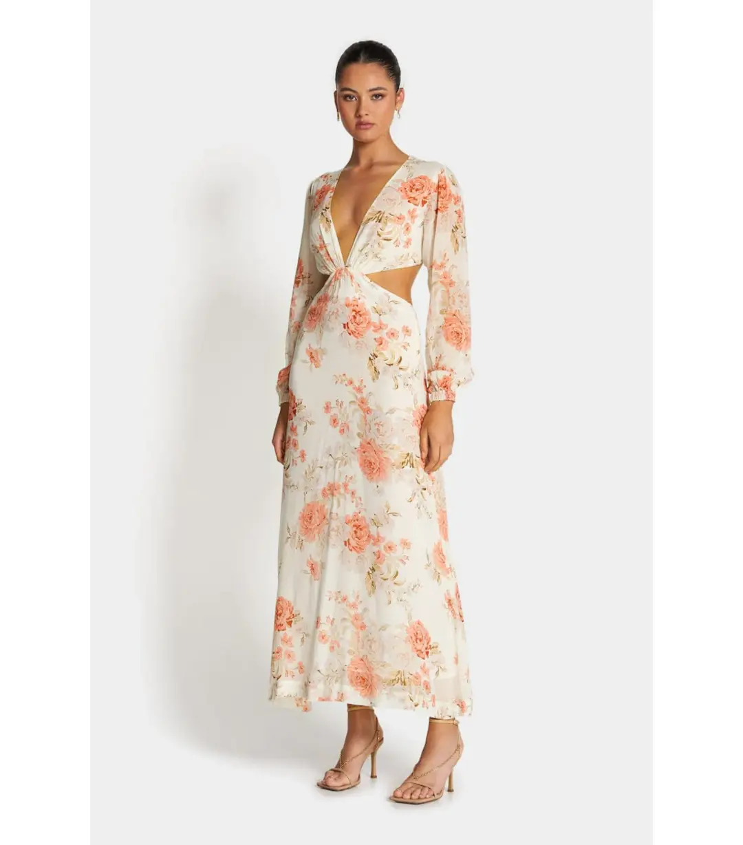 Sofia The Label Sara Open Back Midi Dress Rose White Size AU 8 for rent on The Volte - main image