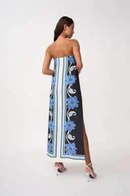 By Johnny Azure Granada Dress in Aqua Navy Ivory Size 8 for rent on The Volte - image 3