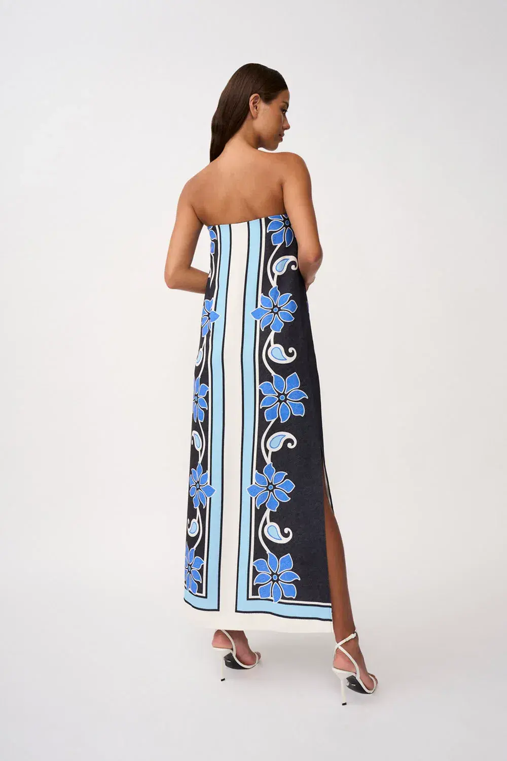 By Johnny Azure Granada Dress in Aqua Navy Ivory Size 12 for rent on The Volte - main image