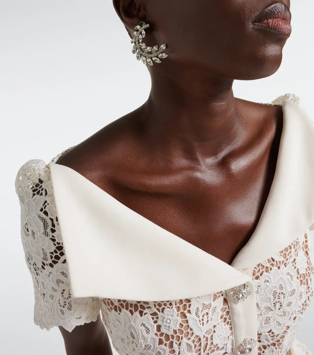 Self Portrait Lace Midi Dress Cream Size 6 for rent on The Volte - main image