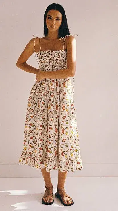 Palm Noosa Sail Away Midi Dress in Tomato Tiles Size 10 for rent on The Volte - main image