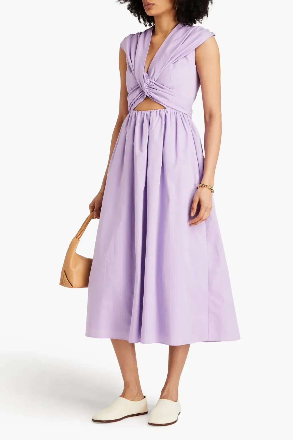 Tove Carine Twist Front Cutout Midi Dress Lilac Size 12 for rent on The Volte - main image