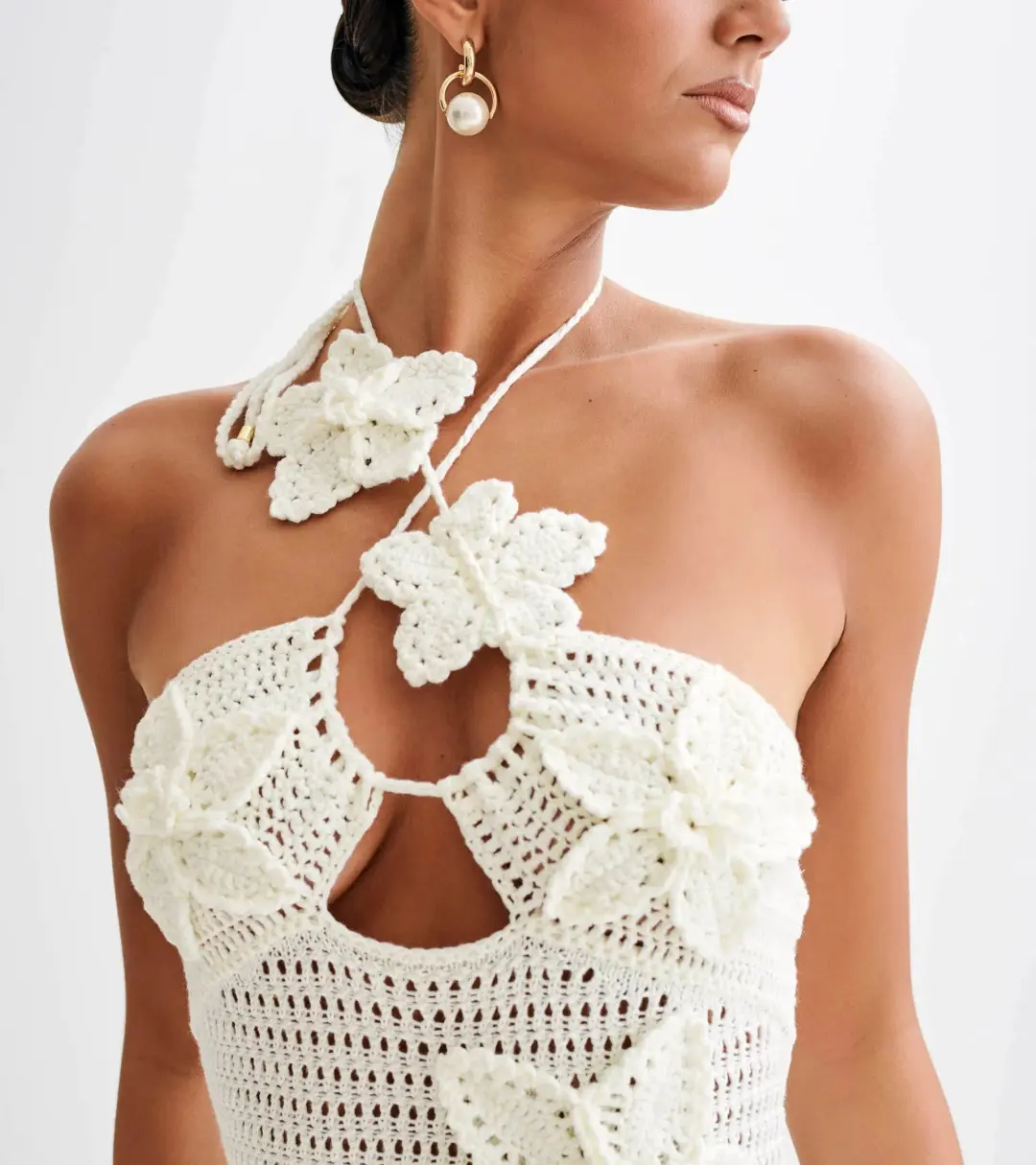 Meshki Kyla Floral Crochet Maxi Dress Ivory Size M / AU 10 for rent on The Volte - main image