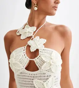 Meshki Kyla Floral Crochet Maxi Dress Ivory Size M / AU 10 for rent on The Volte - image 2