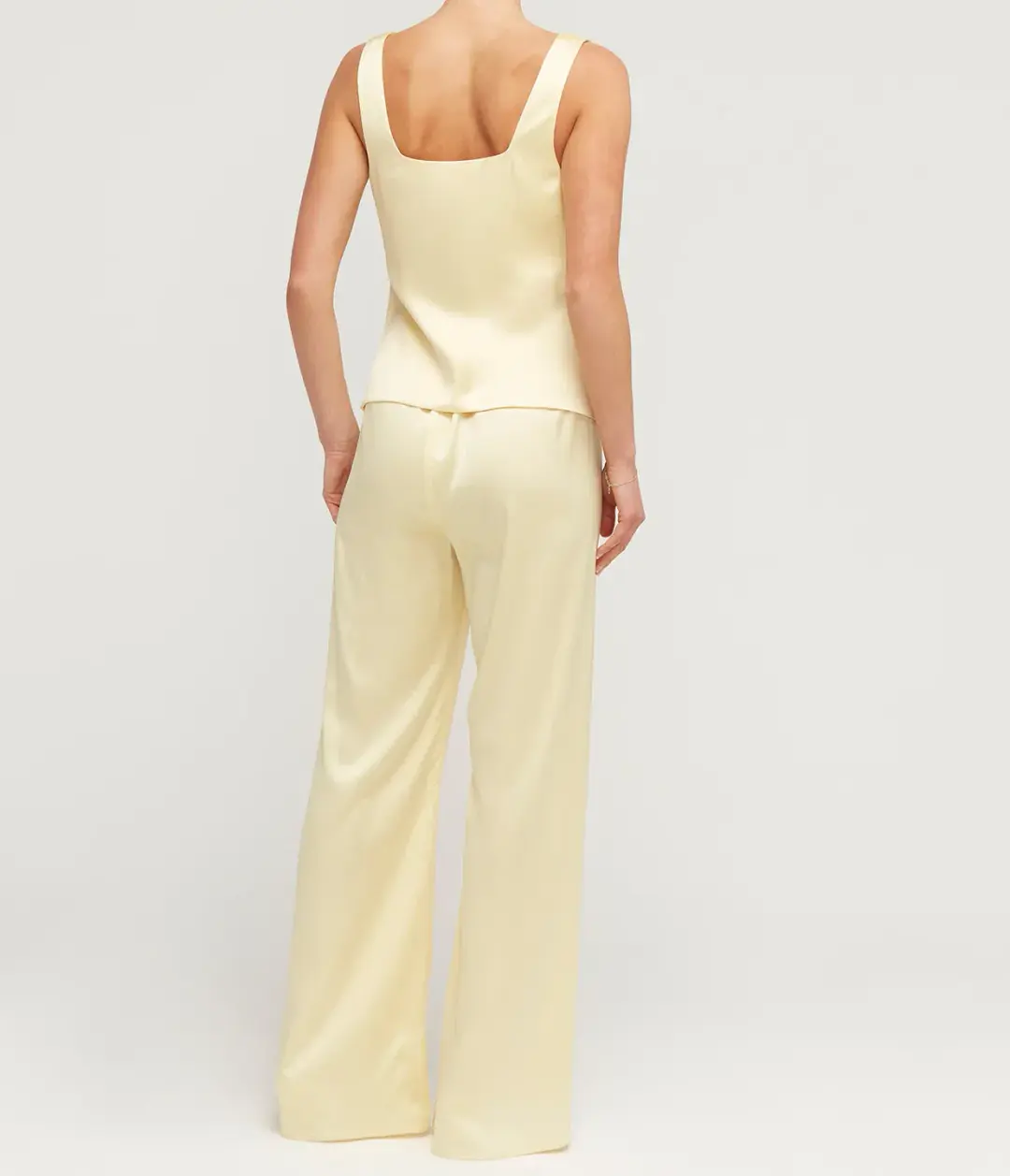 Maison Essentiele Button Down Vest Size XS and Straight Leg Pant Size S Set in Pale Yellow for rent on The Volte - main image