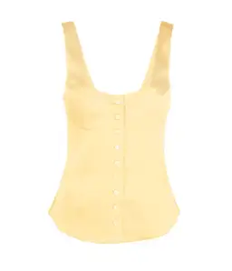 Maison Essentiele Button Down Vest Size XS and Straight Leg Pant Size S Set in Pale Yellow for rent on The Volte - image 4