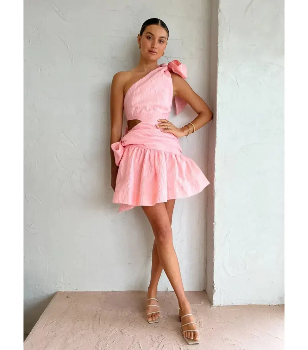 Alemais Aria One Shoulder Mini Dress in Quartz Size AU 12 for rent on The Volte - main image