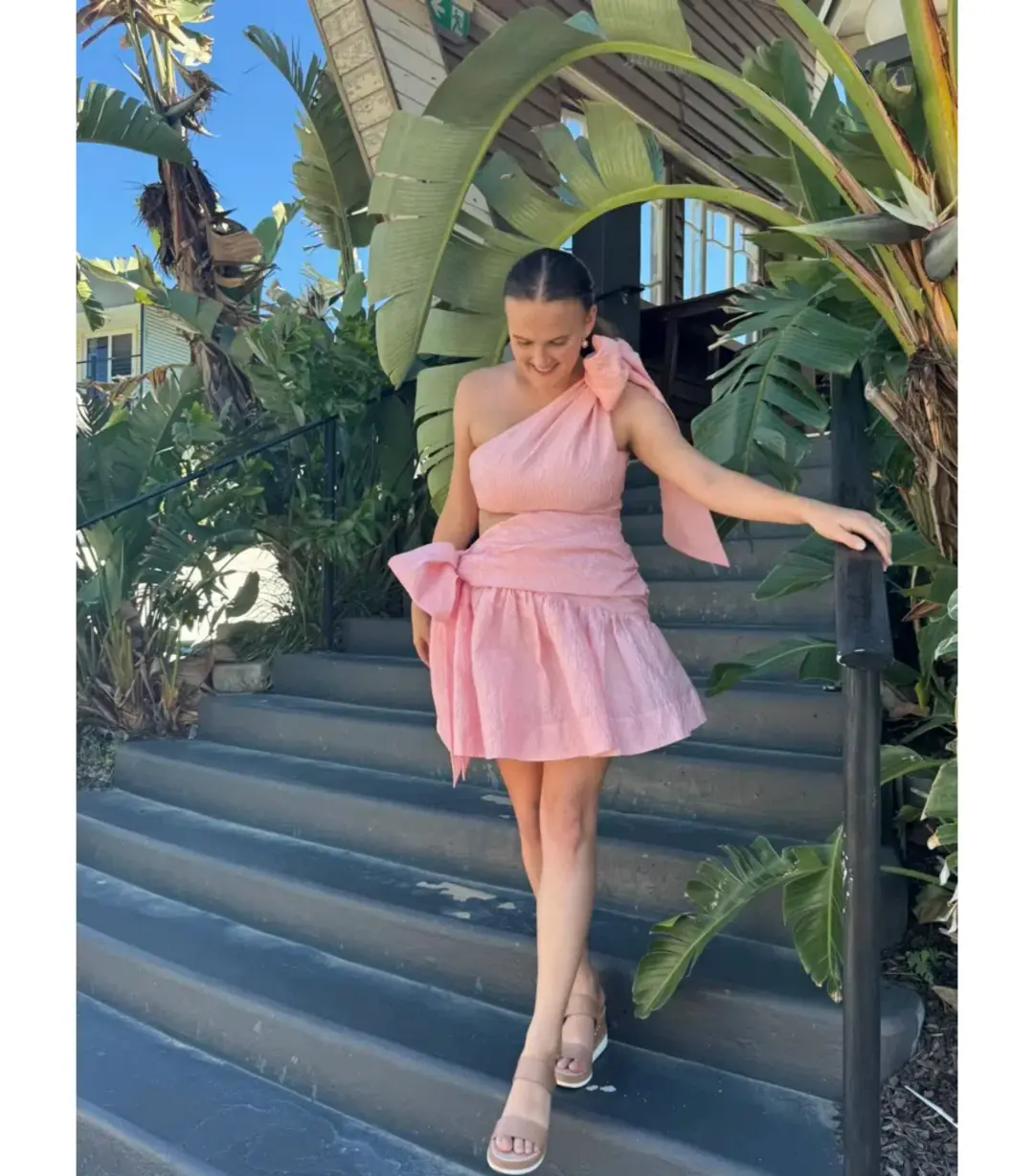 Alemais Aria One Shoulder Mini Dress in Quartz Size AU 12 for rent on The Volte - main image