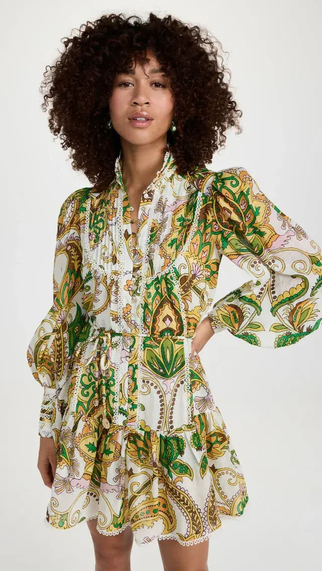 Alemais Octavia Ruffle Mini Dress in Ivory Size AU 6 for rent on The Volte - main image