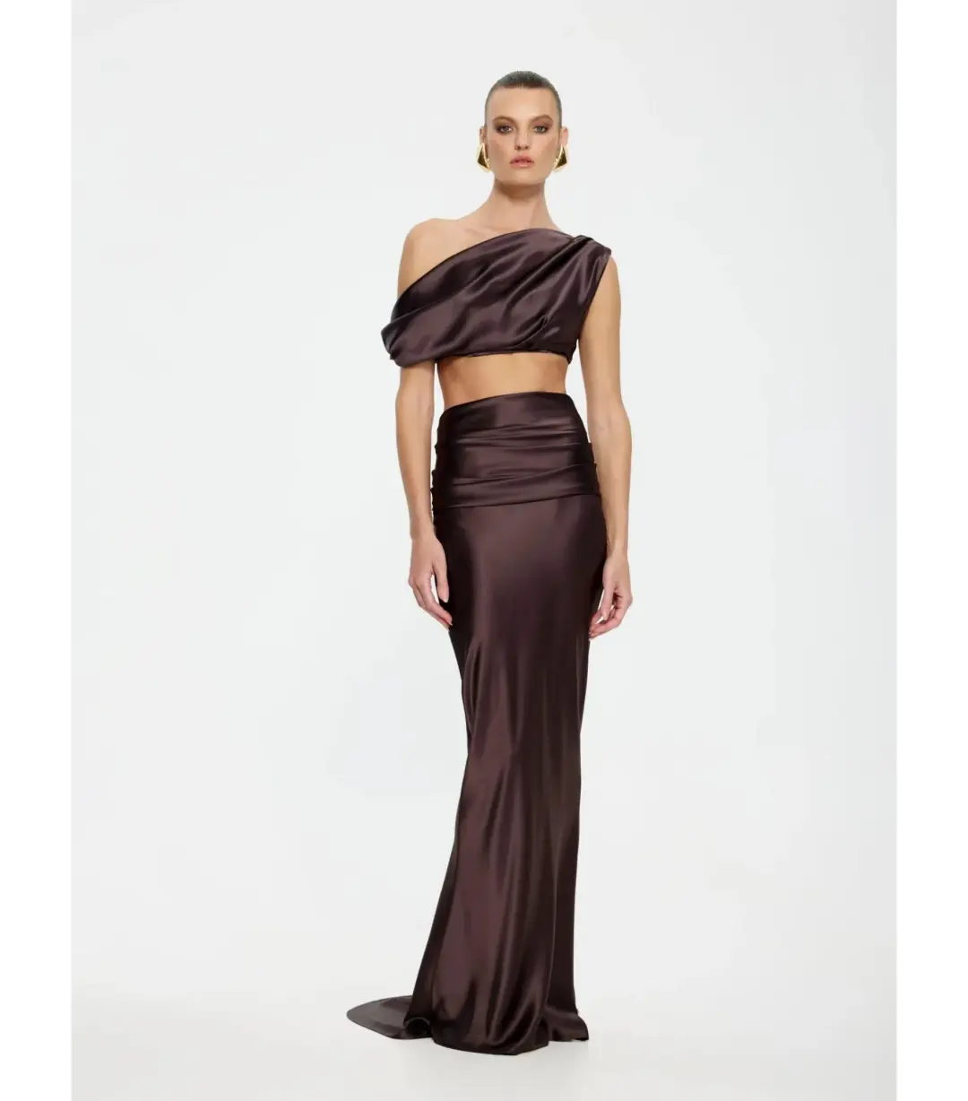 Effie Kats Perez Top and Skirt Chocolate Size S / AU 8 for rent on The Volte - main image