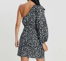 Shona Joy One Shoulder Draped Mini Dress size 10 for rent on The Volte - image 2