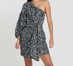 Shona Joy One Shoulder Draped Mini Dress size 10 for rent on The Volte - image 1