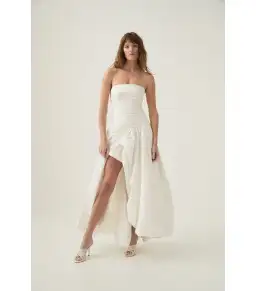 Aje Violette Bubble Hem Maxi Dress in Ivory Size AU 6