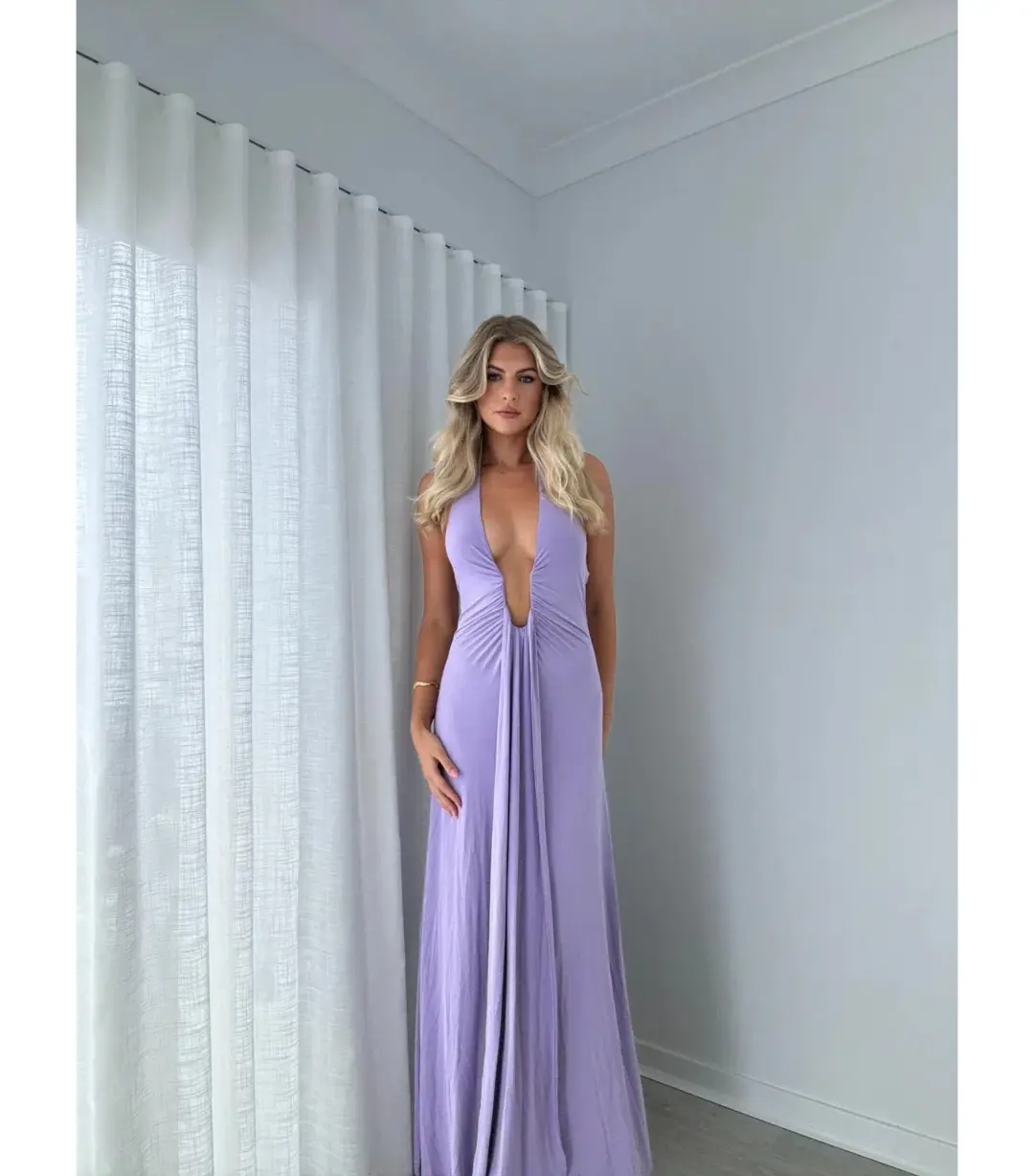 Misha Jennifer Cupro Maxi Dress in Lilac Size 6/XS for rent on The Volte - main image
