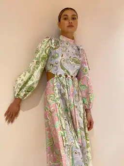 Alemais Marta Cut Out Midi Dress Paisley Print Size 4 for rent on The Volte - image 4