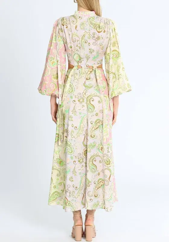 Alemais Marta Cut Out Midi Dress Paisley Print Size 4 for rent on The Volte - main image