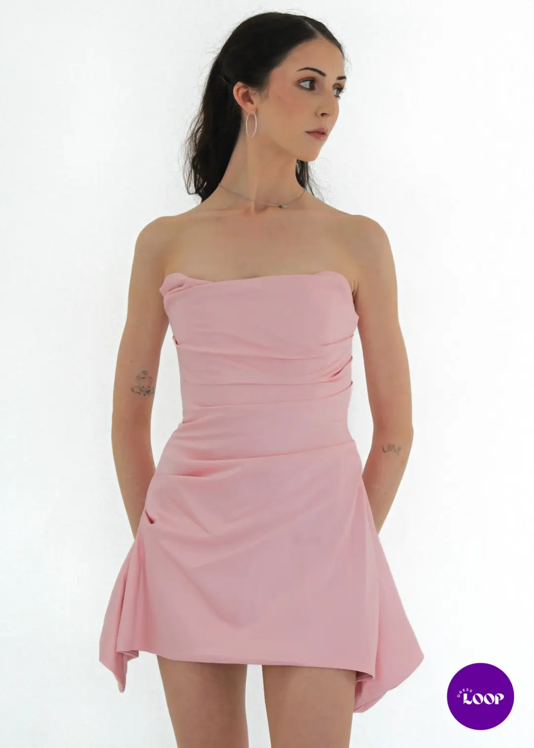 House of CB Jasmine Draped Strapless Corset Mini Dress Rose Pink Size S / AU 8 for rent on The Volte - main image