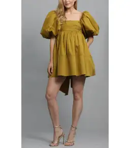 Aje Casabianca Puff Sleeve Dress Olive Size AU 6 for rent on The Volte - image 1