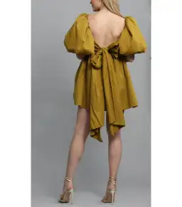 Aje Casabianca Puff Sleeve Dress Olive Size AU 6 for rent on The Volte - image 2