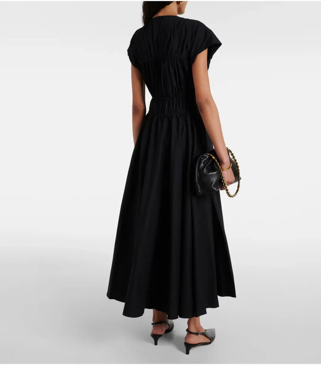 Tove Ceres Gathered Cotton Midi Dress Black Size AU 14 for rent on The Volte - main image