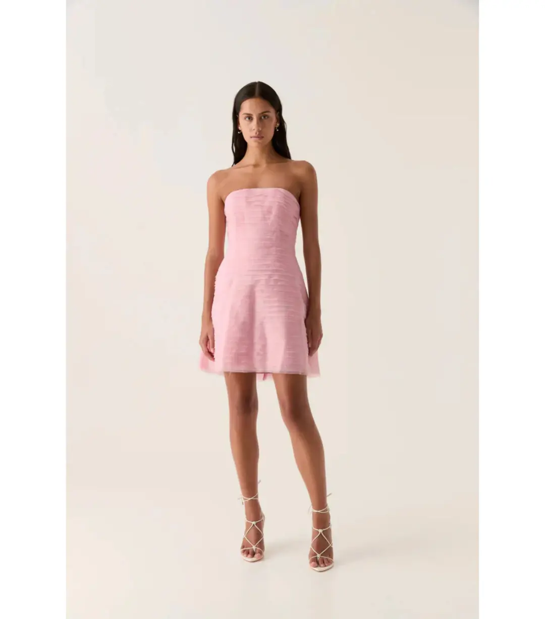 Aje Soundscape Mini Dress in Chalk Pink Size AU 8 for rent on The Volte - main image