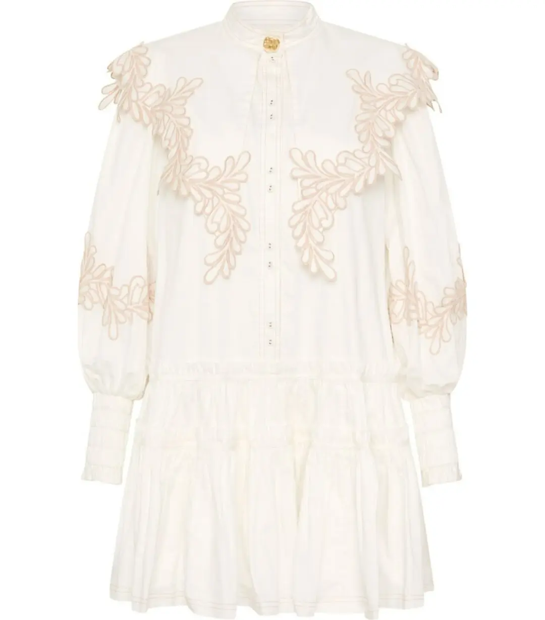 Aje Botanical Trim Collar Dress Ivory Size AU 16 for rent on The Volte - main image