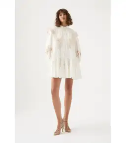 Aje Botanical Trim Collar Dress Ivory Size AU 16 for rent on The Volte - image 1