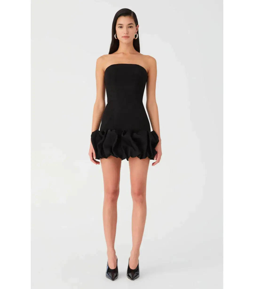 MISHA Saphira Crepe Mini Dress Black Size 4/XXS for rent on The Volte - main image