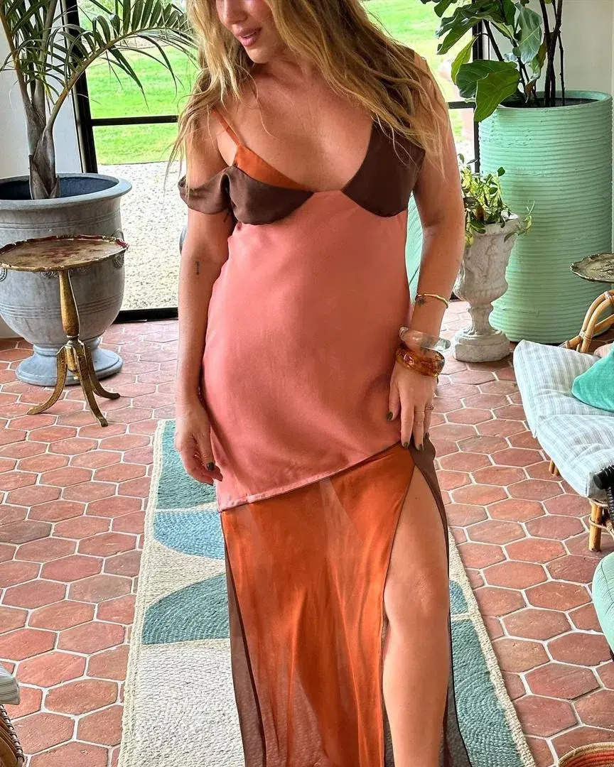 Sir the Label Halcyon Slip Midi Dress Brown/Pink Size 10 for rent on The Volte - main image