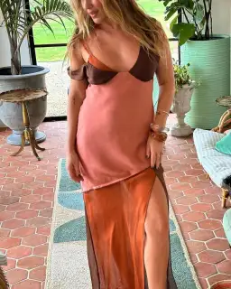 Sir the Label Halcyon Slip Midi Dress Brown/Pink Size 10 for rent on The Volte - image 2