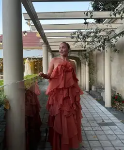 AJE Pandorea Layered Maxi Dress Coral Clay Size 10 for rent on The Volte - image 3