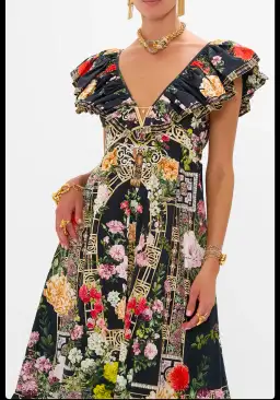 Camilla Frill Neck Dress Black/Floral Size 16 for rent on The Volte - image 2