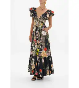 Camilla Frill Neck Dress Black/Floral Size 16 for rent on The Volte - image 1