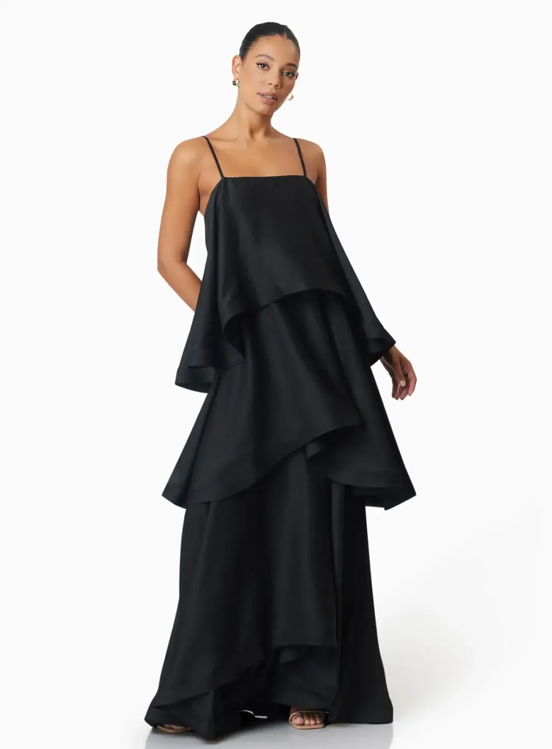 Elliatt Tilly Tiered Maxi Dress in Black Size S / AU 8 for rent on The Volte - main image