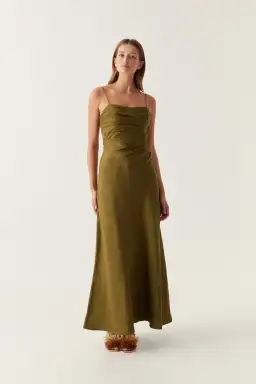 Aje Clarice Midi Dress Deep Olive Size 6