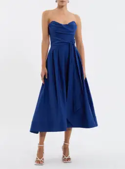 Rebecca Vallance Cera Strapless Midi Dress Blue Size 4