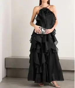 Aje Pandorea Layered Maxi Dress in Black Size 6