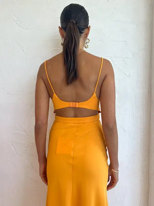 By Johnny Callia Wire Midi Dress in Apricot Orange Size 6 for rent on The Volte - main image