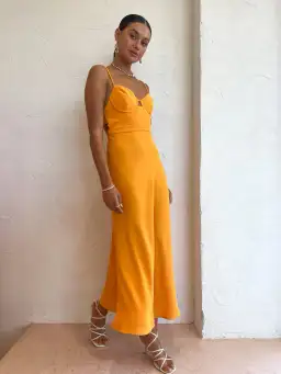 By Johnny Callia Wire Midi Dress in Apricot Orange Size 6 for rent on The Volte - image 8