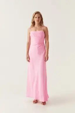 Aje Clarice Draped Maxi Dress Bon Bon Pink Size 6 for rent on The Volte - image 1