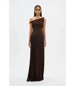 Misha Sisal Mesh Dress Espresso Size 12 for rent on The Volte - image 1