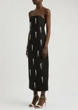 Odd Muse The Ultimate Muse Strapless Pearl-embellished Midi Dress Black Size AU 10 for rent on The Volte - image 8