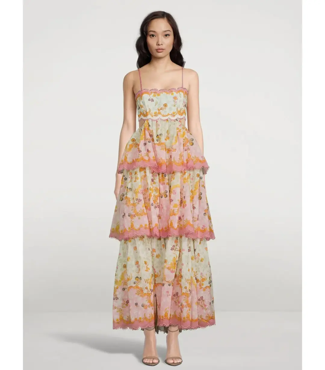 Zimmermann Laurel Frill Midi Dress Floral Size 3 / AU 10-12 for rent on The Volte - main image