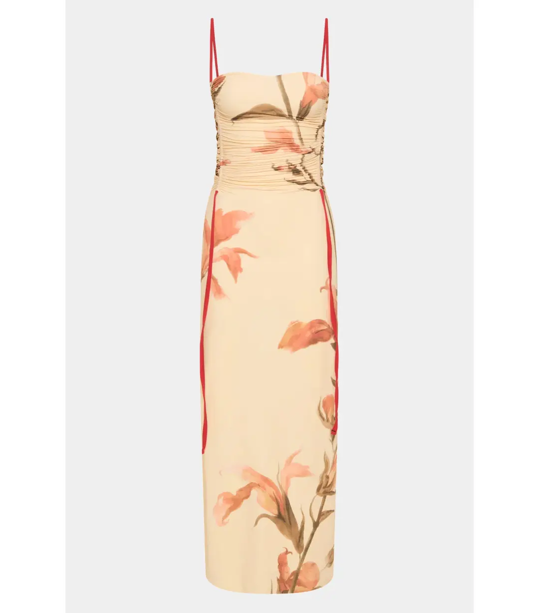 Sir the Label Hana Ruched Midi Dress Gladioli Print Size 2 / AU 10 for rent on The Volte - main image