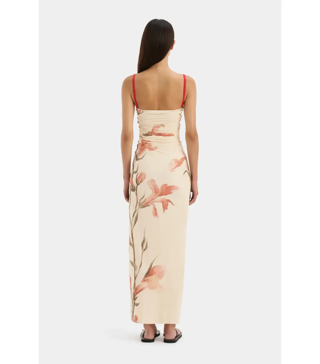 Sir the Label Hana Ruched Midi Dress Gladioli Print Size 2 / AU 10 for rent on The Volte - main image